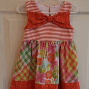 Bonnie Jean 4T Girls Dress Orange with stripes and floral patterns